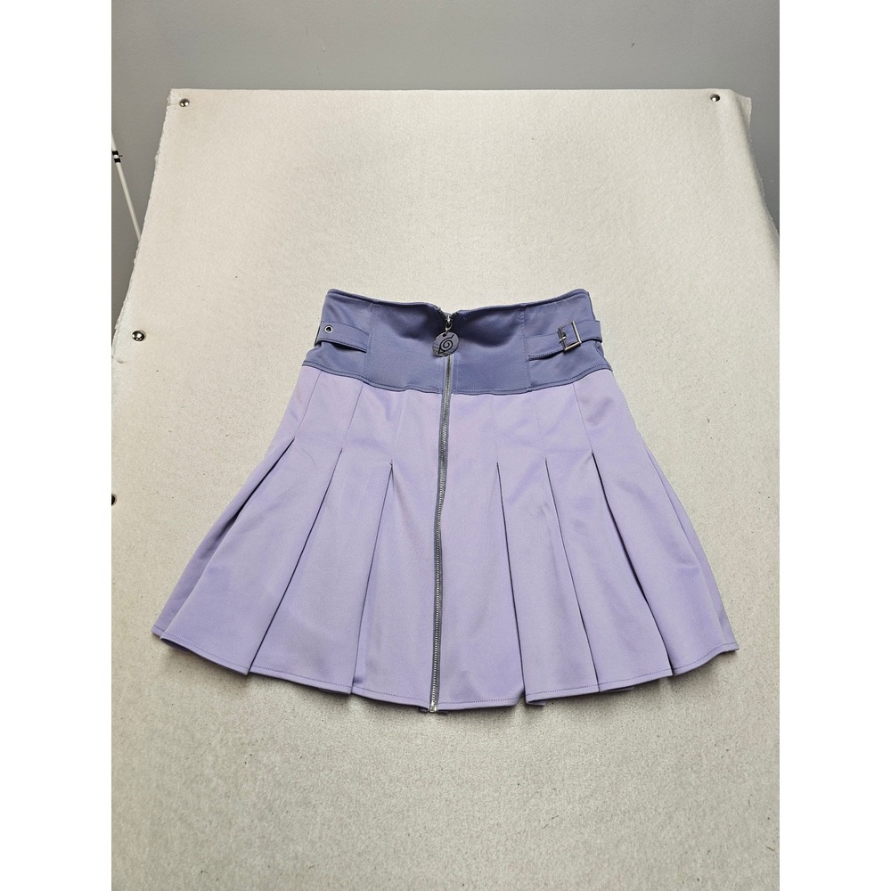 Naruto Shippuden Purple Pleated Mini Skirt Front Zip Buckle Detail Size Large